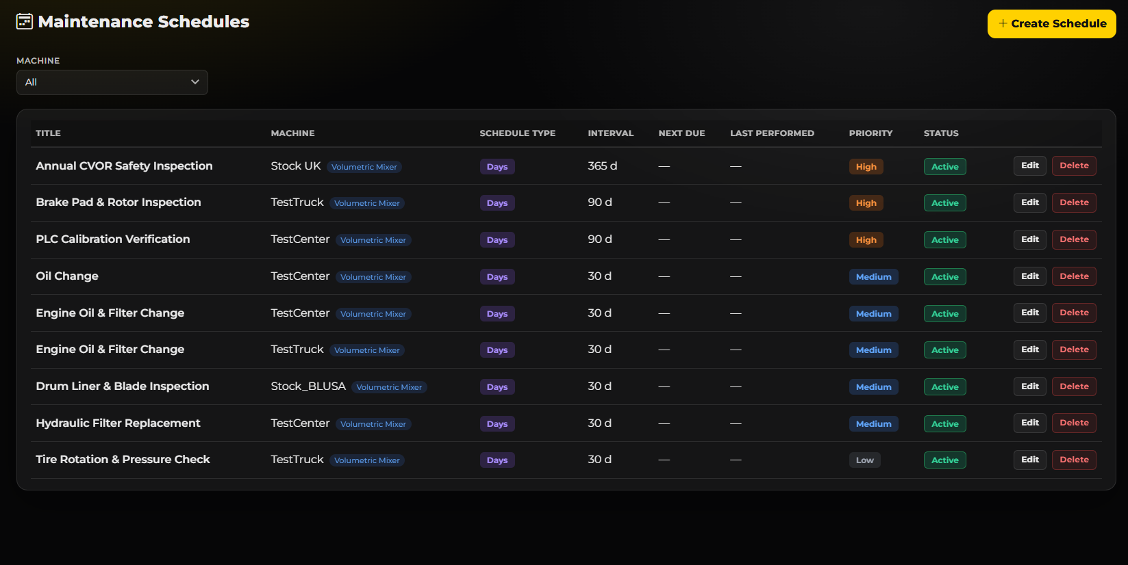 Recurring Schedules